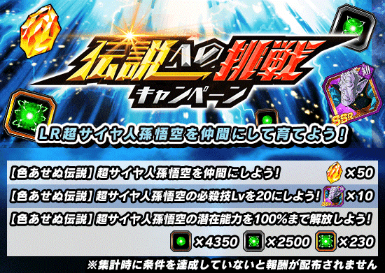 伝説への挑戦キャンペーン開催 News Dbz Space Dokkan Battle Japan