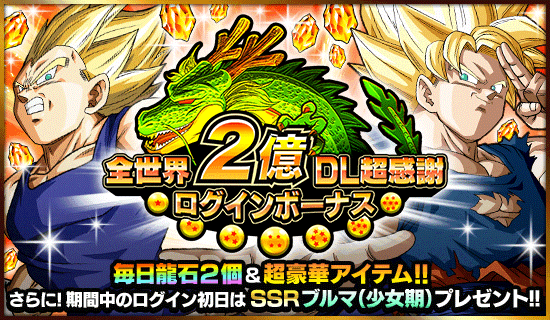 全世界2億dl達成 超感謝ログインボーナス開催 News Dbz Space Dokkan Battle Japan